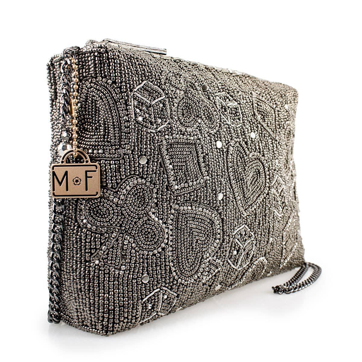 Well Suited Cards and Dice Black Beaded Crossbody Handbag
