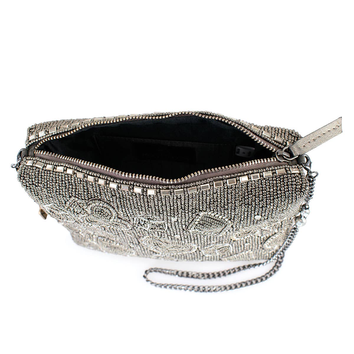 Well Suited Cards and Dice Black Beaded Crossbody Handbag