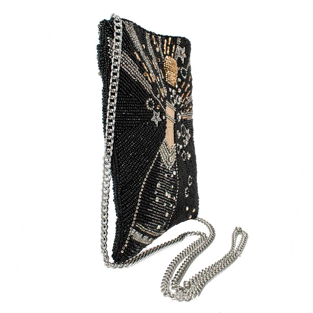 Bubbly Mini Beaded Champagne Bottle Crossbody Handbag