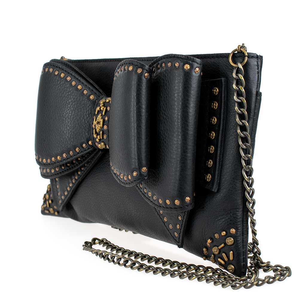 Bowed Over Genuine Leather Bow Crossbody Handbag
