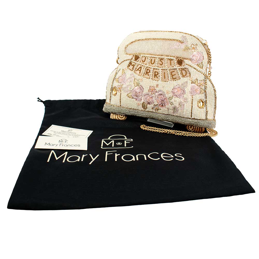 Just Married Beaded Car Image Crossbody Handbag