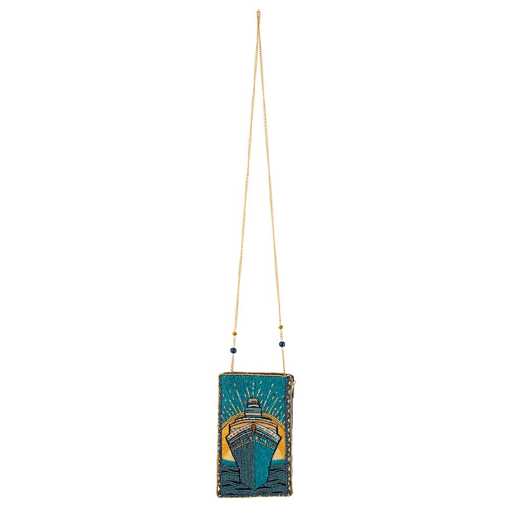 Midnight Cruise Beaded Cruise Ship Crossbody Phone Bag