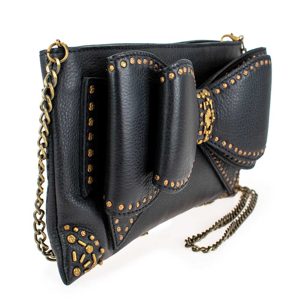 Bowed Over Genuine Leather Bow Crossbody Handbag