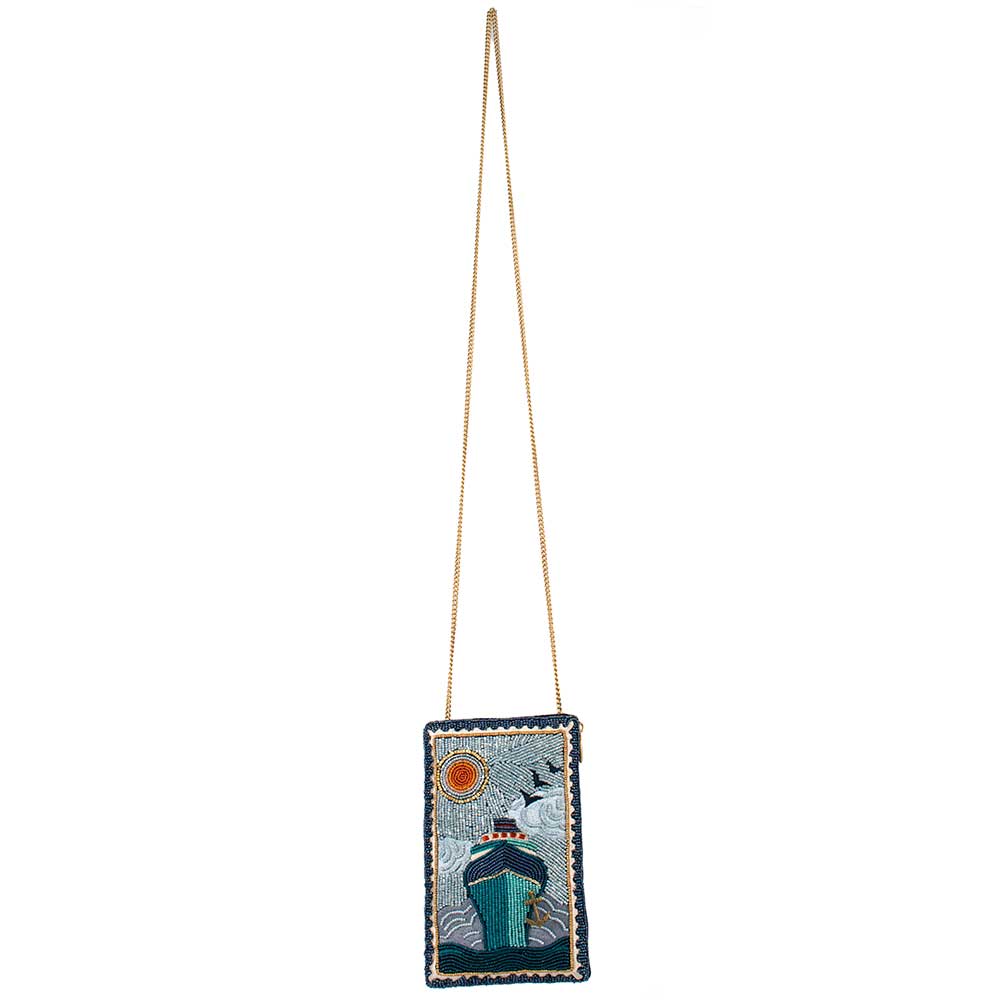 On Board Beaded Cruise Ship Crossbody Phone Bag