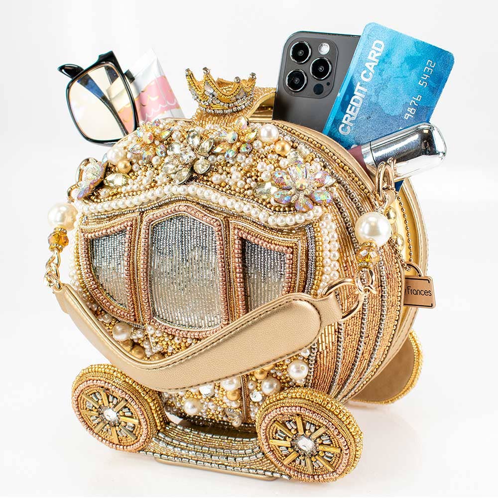 Dream Big Beaded Gold Carriage Handbag