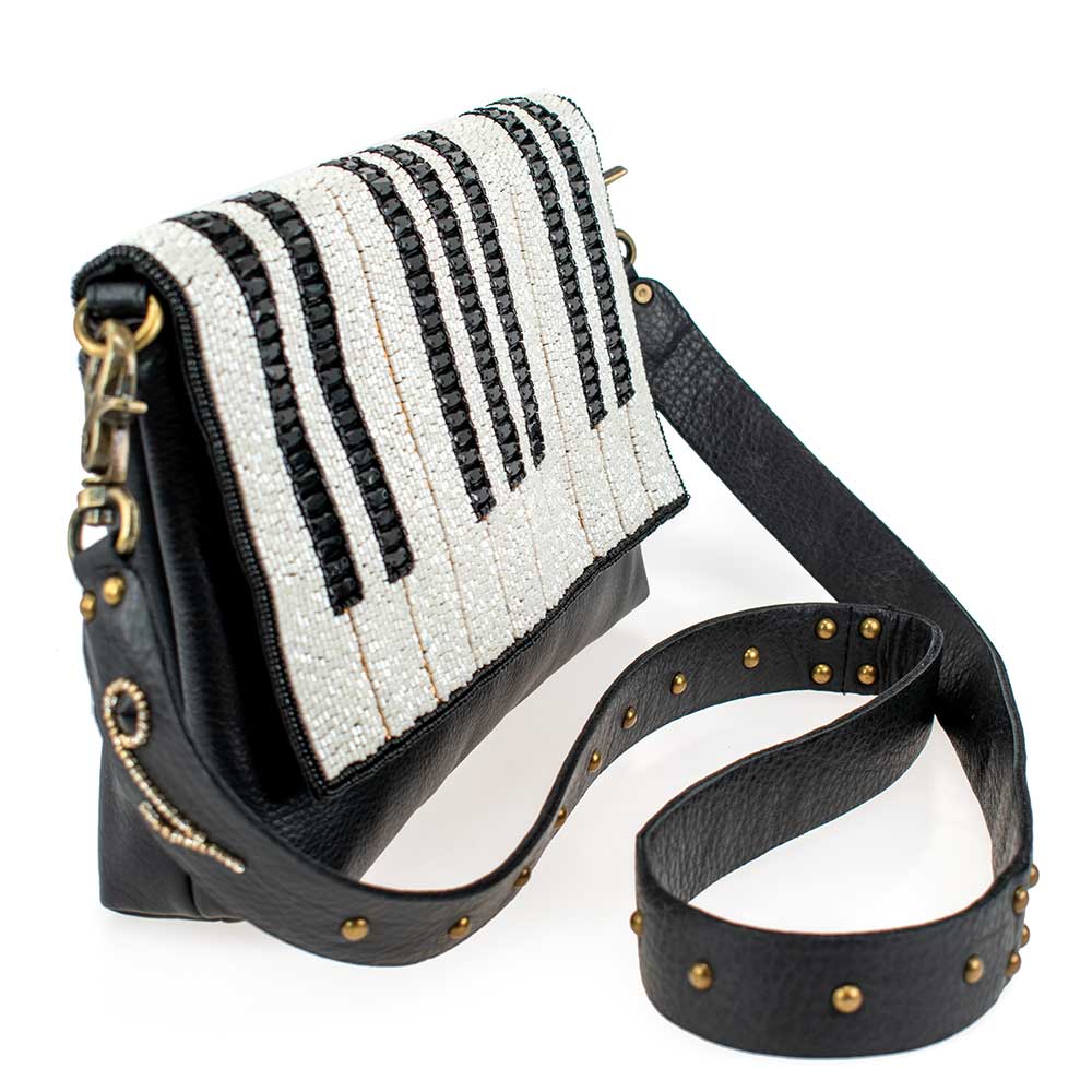 Keynote Beaded Piano Keys Crossbody Handbag